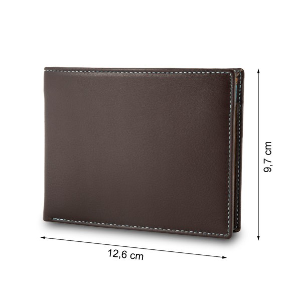 DuDu ארנק עור קלאסי עם תא למטבעות - חום כהה