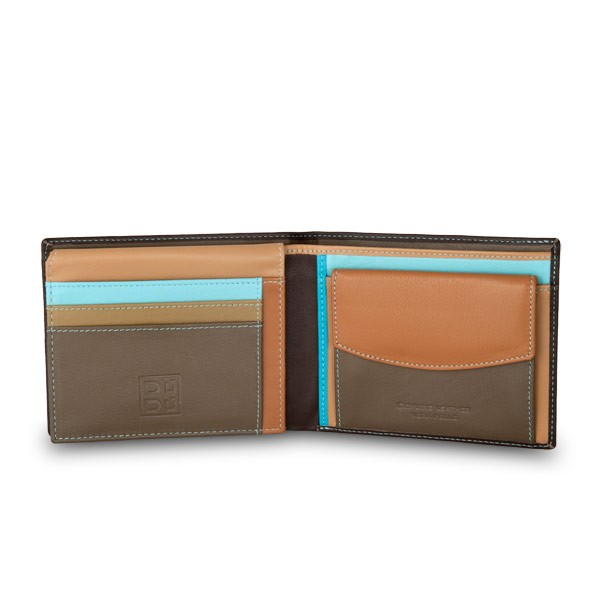 DuDu ארנק עור קלאסי עם תא למטבעות - חום כהה