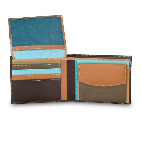 DuDu ארנק עור קלאסי עם תא למטבעות - חום כהה