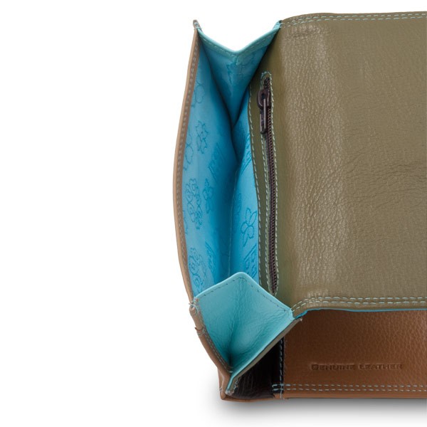 DuDu Leather classic multi color wallet with coin purse and inside flap -  Blue