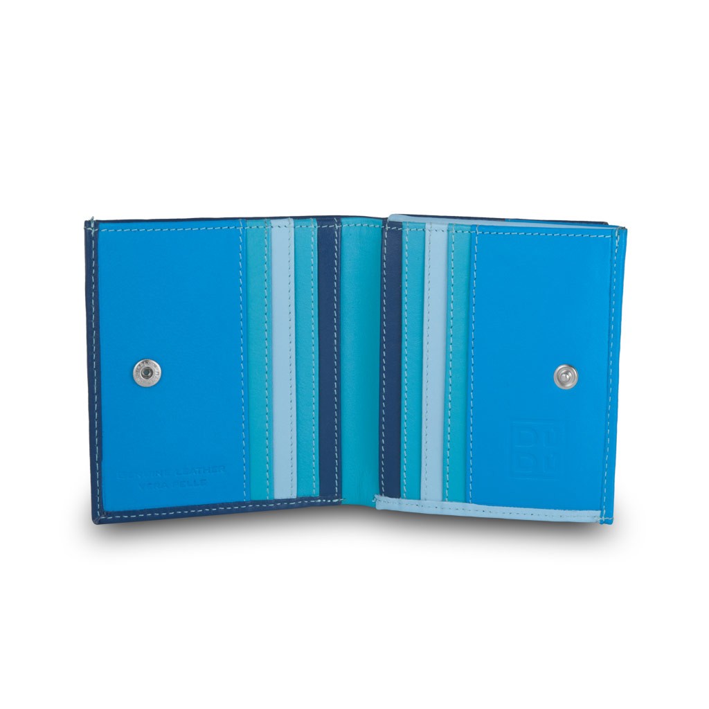 DuDu ארנק עור צבעוני עם תא ייחודי למטבעות - כחול