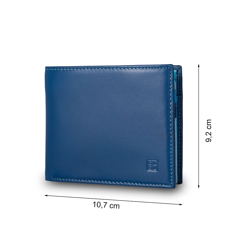 DuDu Leather classic multi color wallet with coin purse and inside flap -  Blue