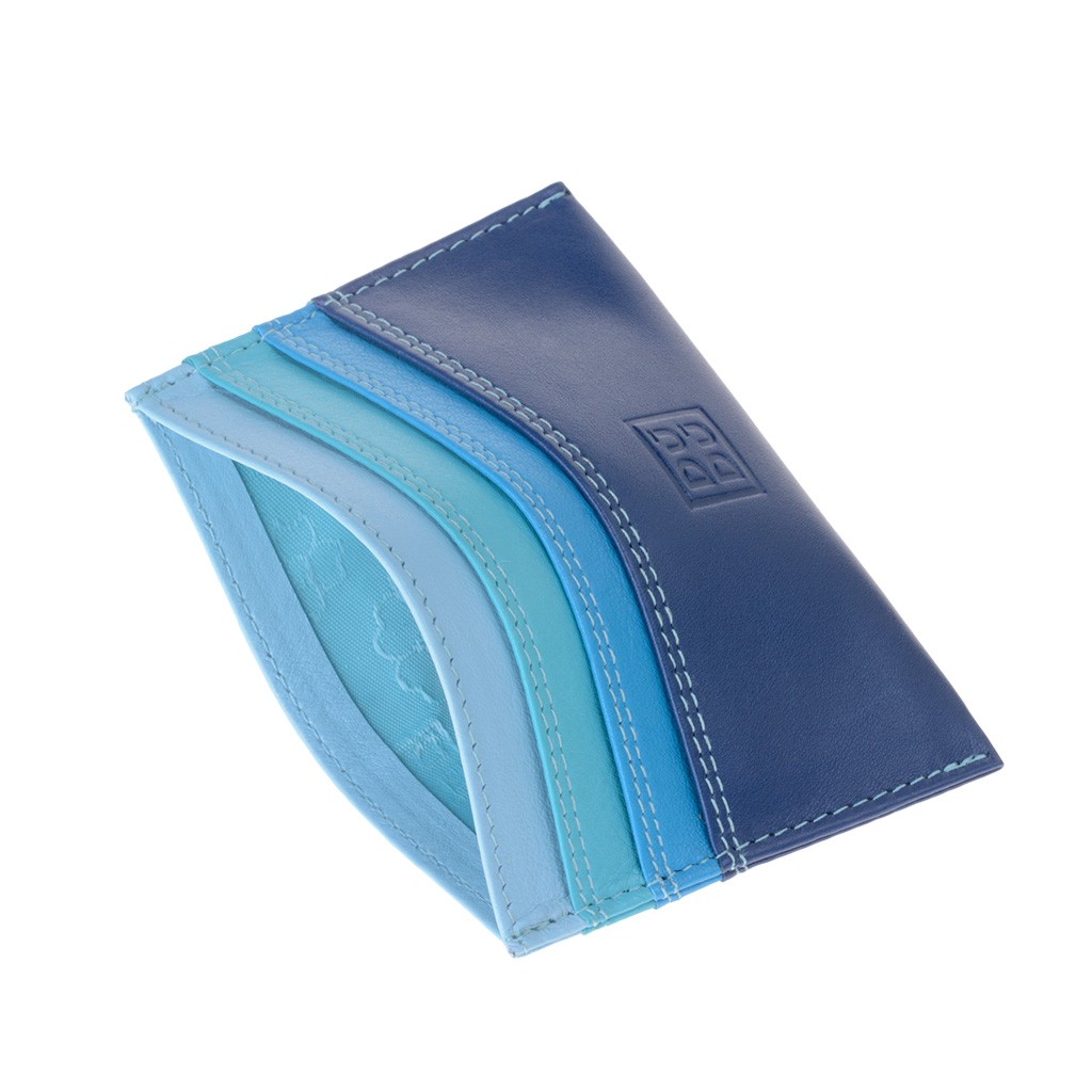 DuDu Leather classic multi color wallet with coin purse and inside flap -  Blue