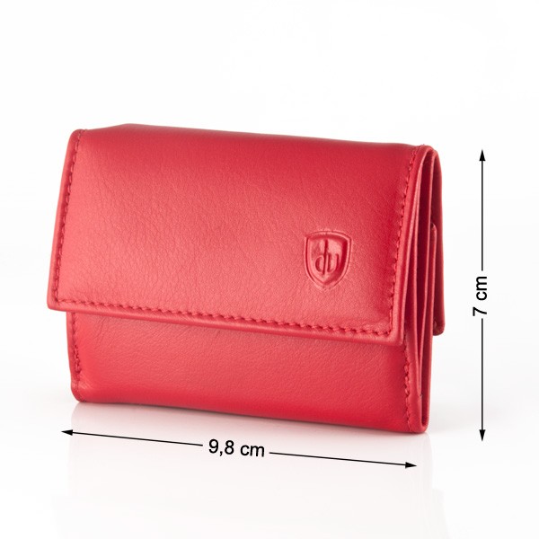 dv Thin Leather wallet with coin purse - Red