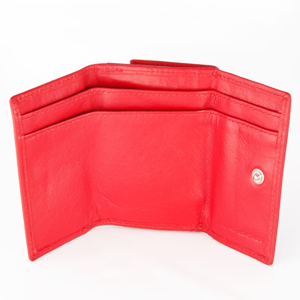 dv Small leather wallet with coin purse and double closure - Red