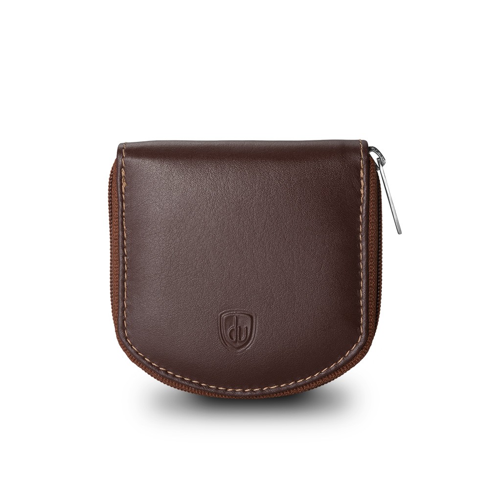 dv Leather Coin Purse - Brown