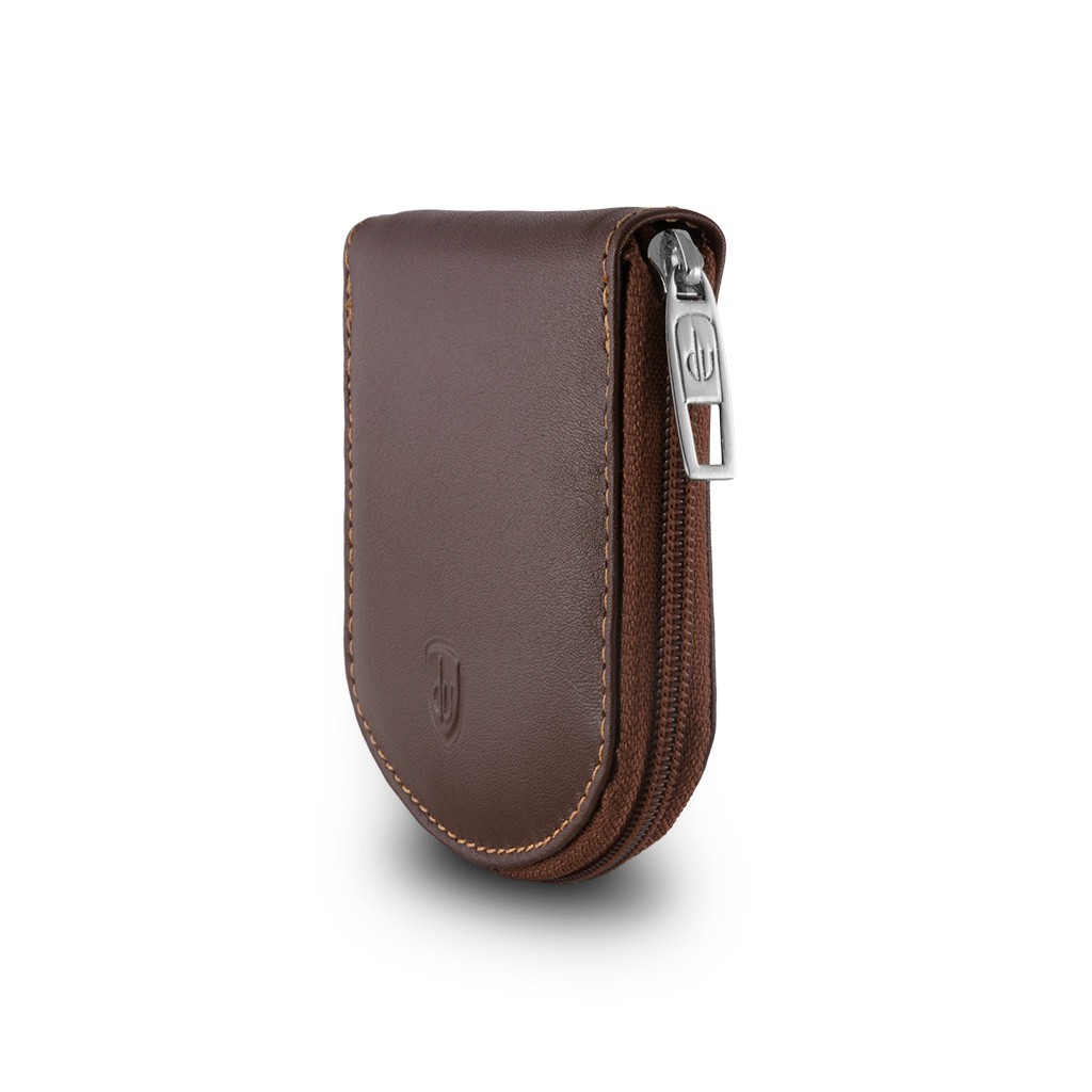 dv Leather Coin Purse - Brown