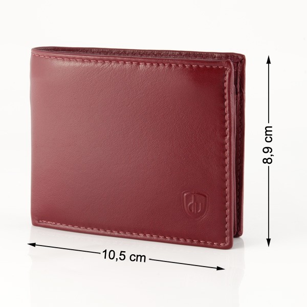 dv Leather wallet with coin purse and inside secret zip compartment - Bordeaux