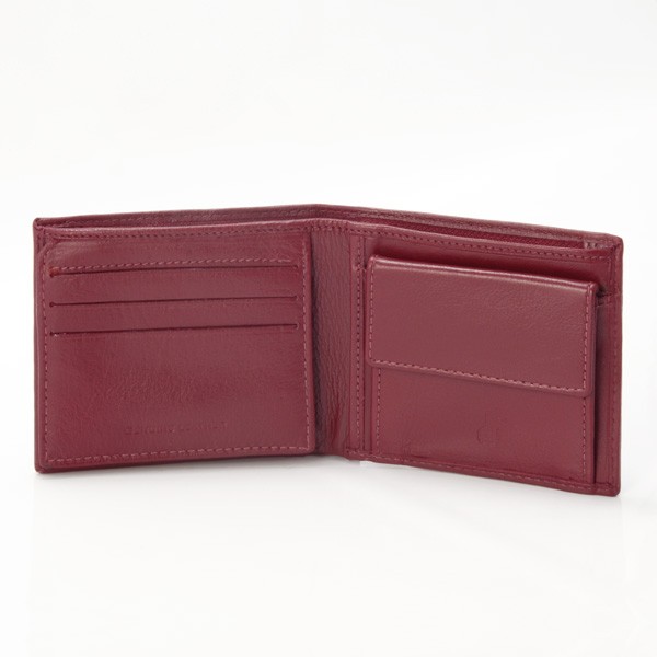 dv Leather wallet with coin purse and inside secret zip compartment - Bordeaux