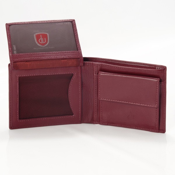 dv Leather wallet with coin purse and inside secret zip compartment - Bordeaux