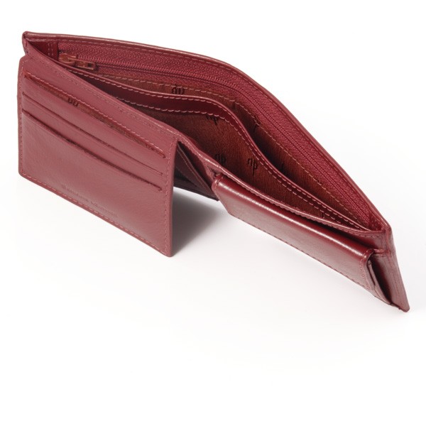dv Leather wallet with coin purse and inside secret zip compartment - Bordeaux