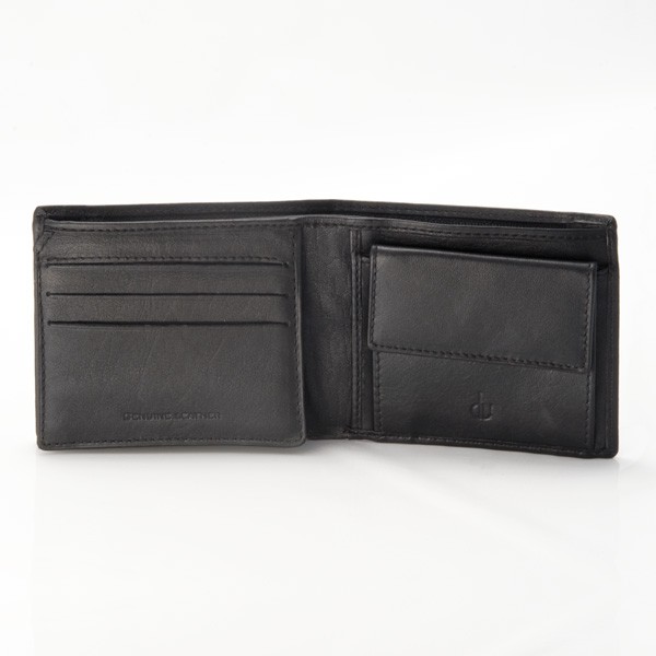 dv Leather wallet with coin purse and inside secret zip compartment - Black