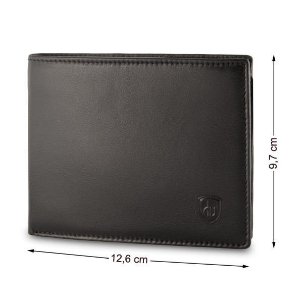 dv RFID Leather classic wallet with coin purse and inside flap - Black
