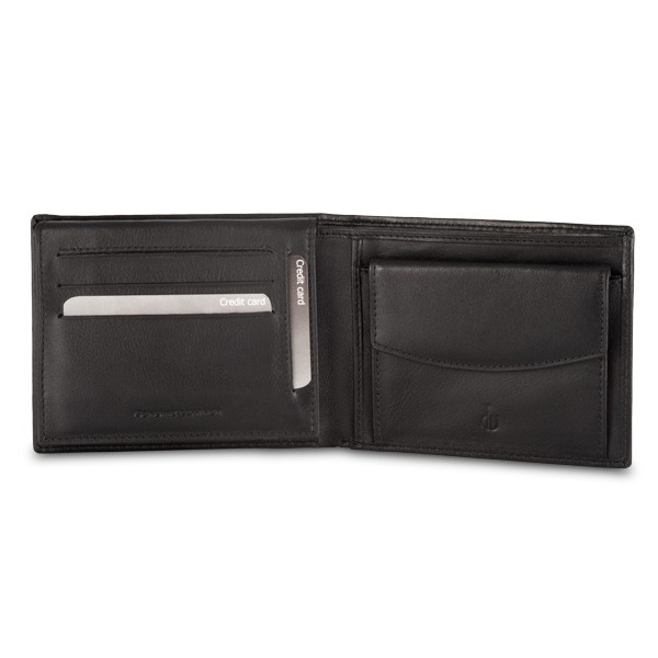 dv RFID Leather classic wallet with coin purse and inside flap - Black