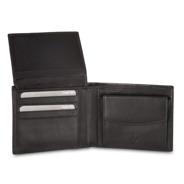 dv RFID Leather classic wallet with coin purse and inside flap - Black