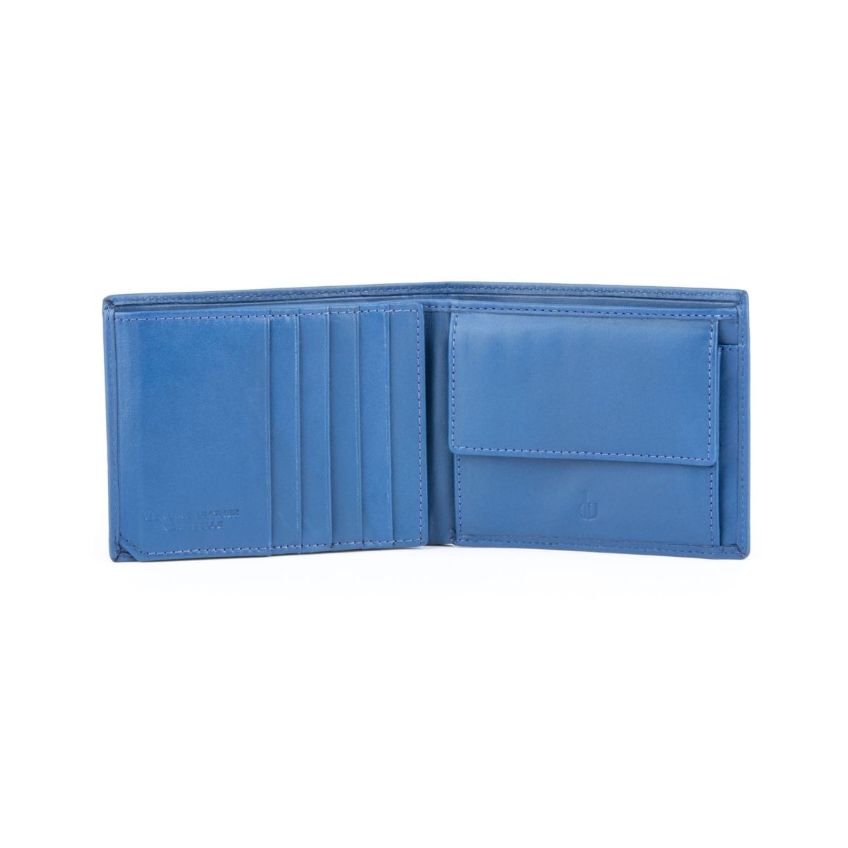dv Leather Wallet for men with inner flap side - Blue