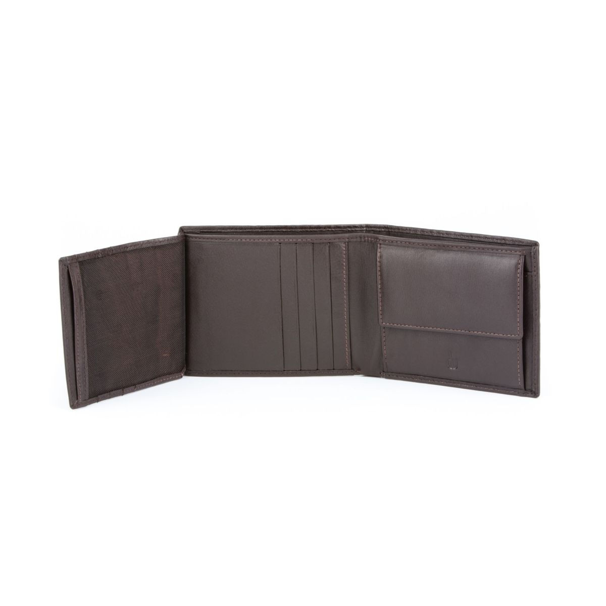 dv Leather Wallet for men with inner flap side - Brown