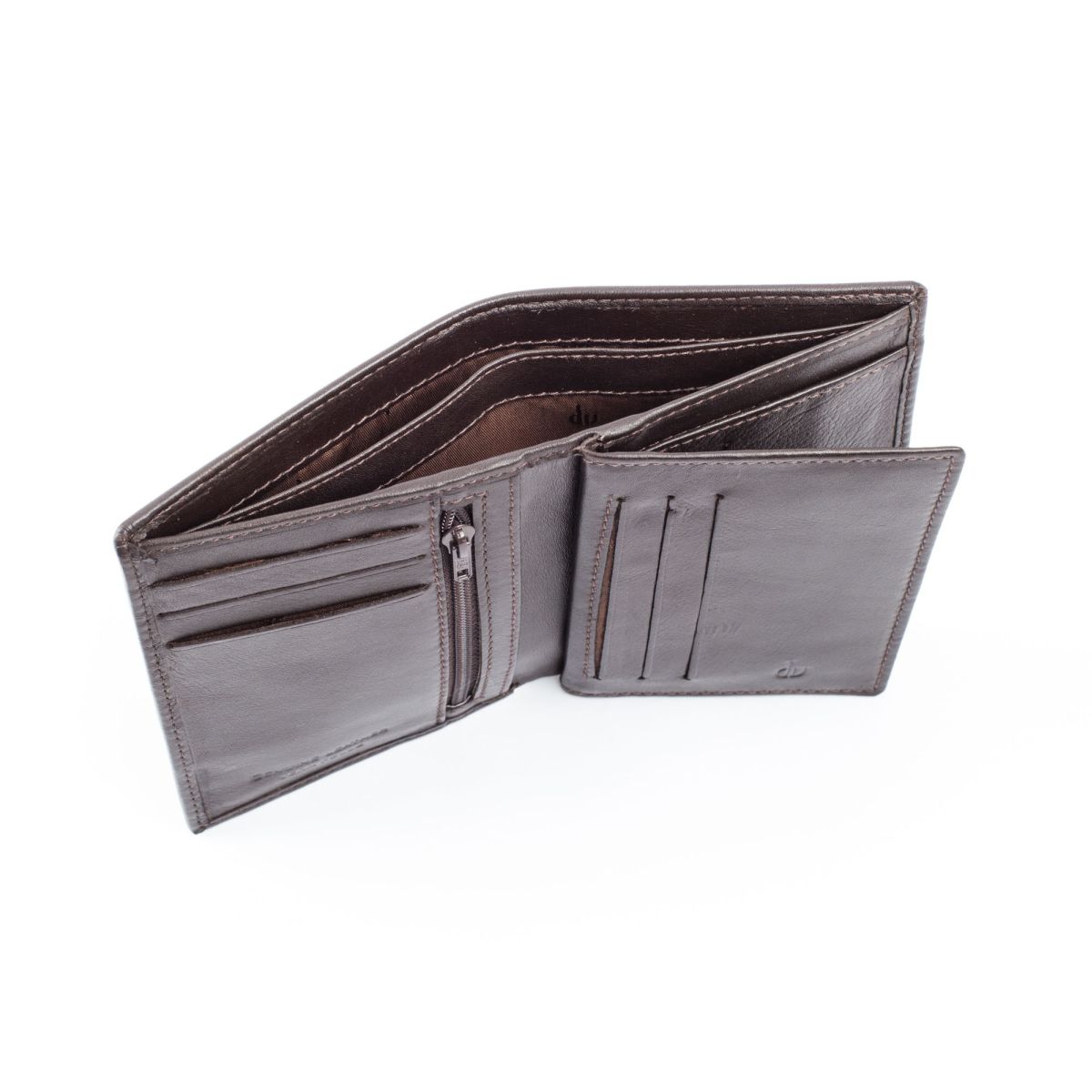 Leather Vertical Slim Wallet - Dark Brown