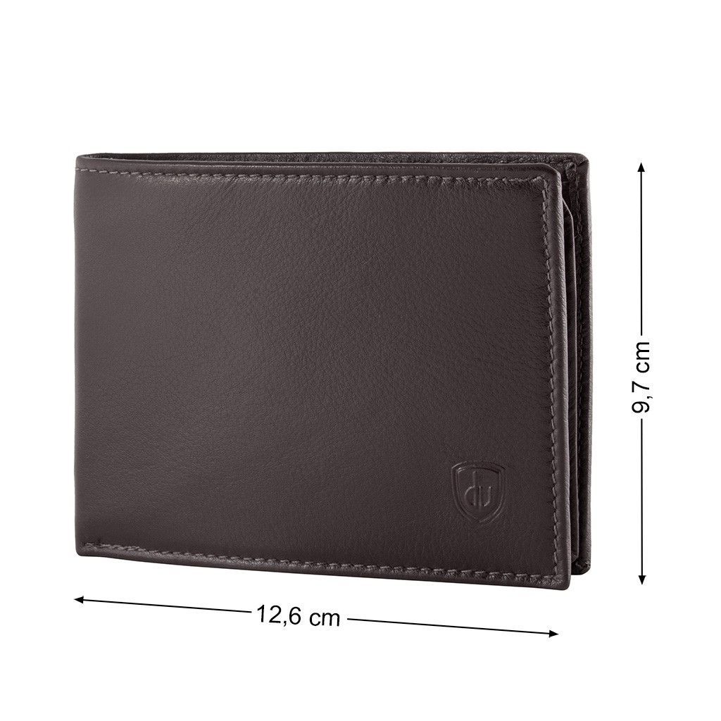 dv RFID Leather classic wallet with coin purse and inside flap - Dark Brown