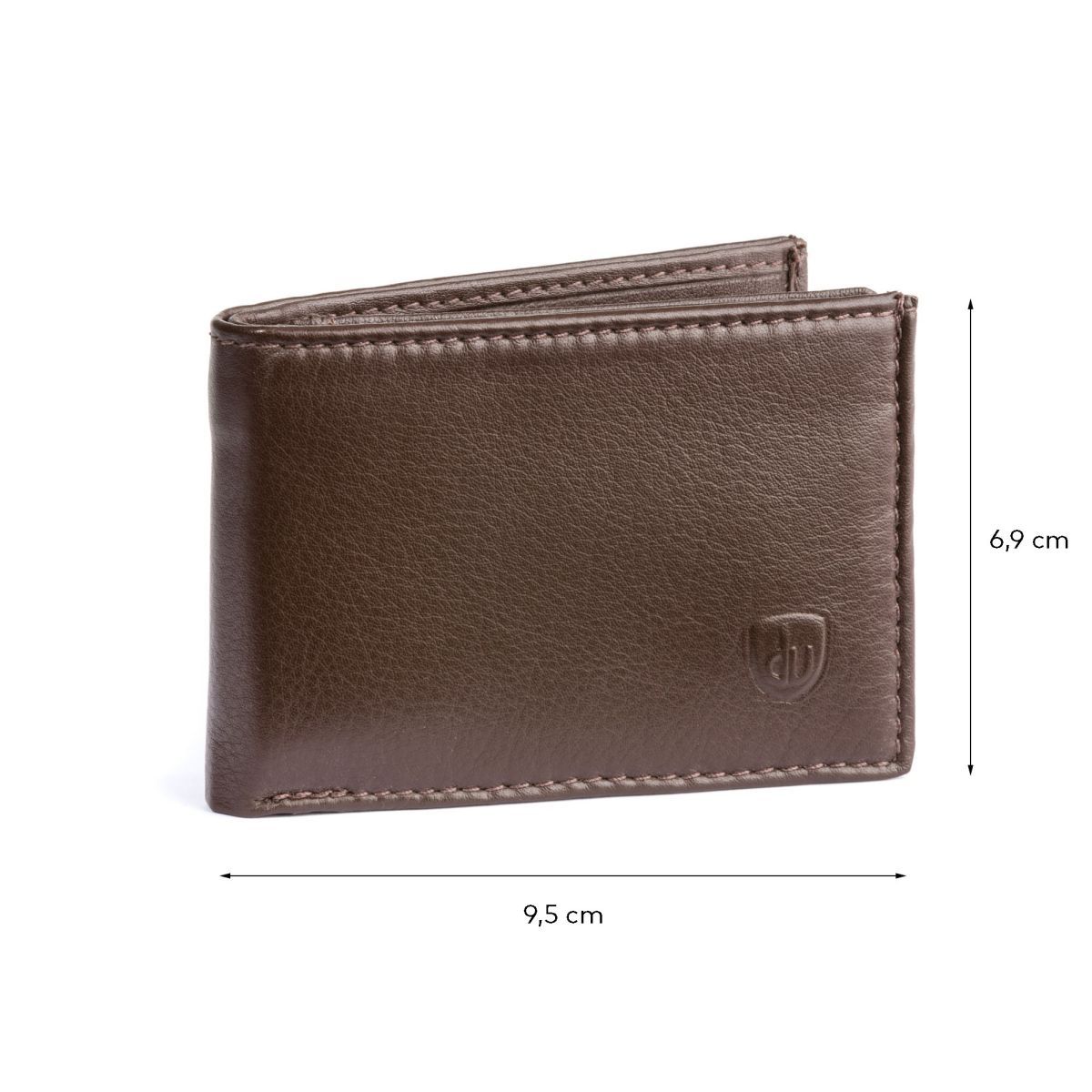 dv Thin Leather wallet with coin purse - Dark Brown