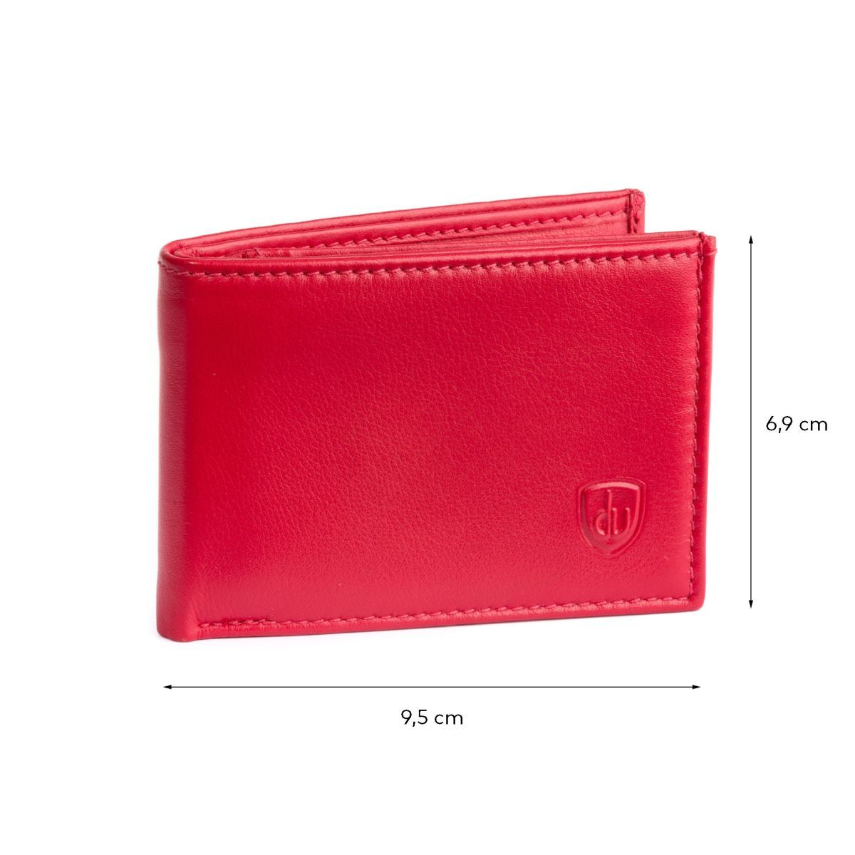 dv Thin Leather wallet with coin purse - Red