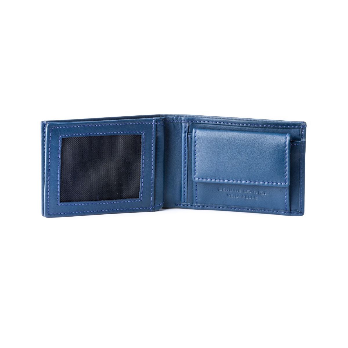 dv Thin Leather wallet with coin purse - Blue