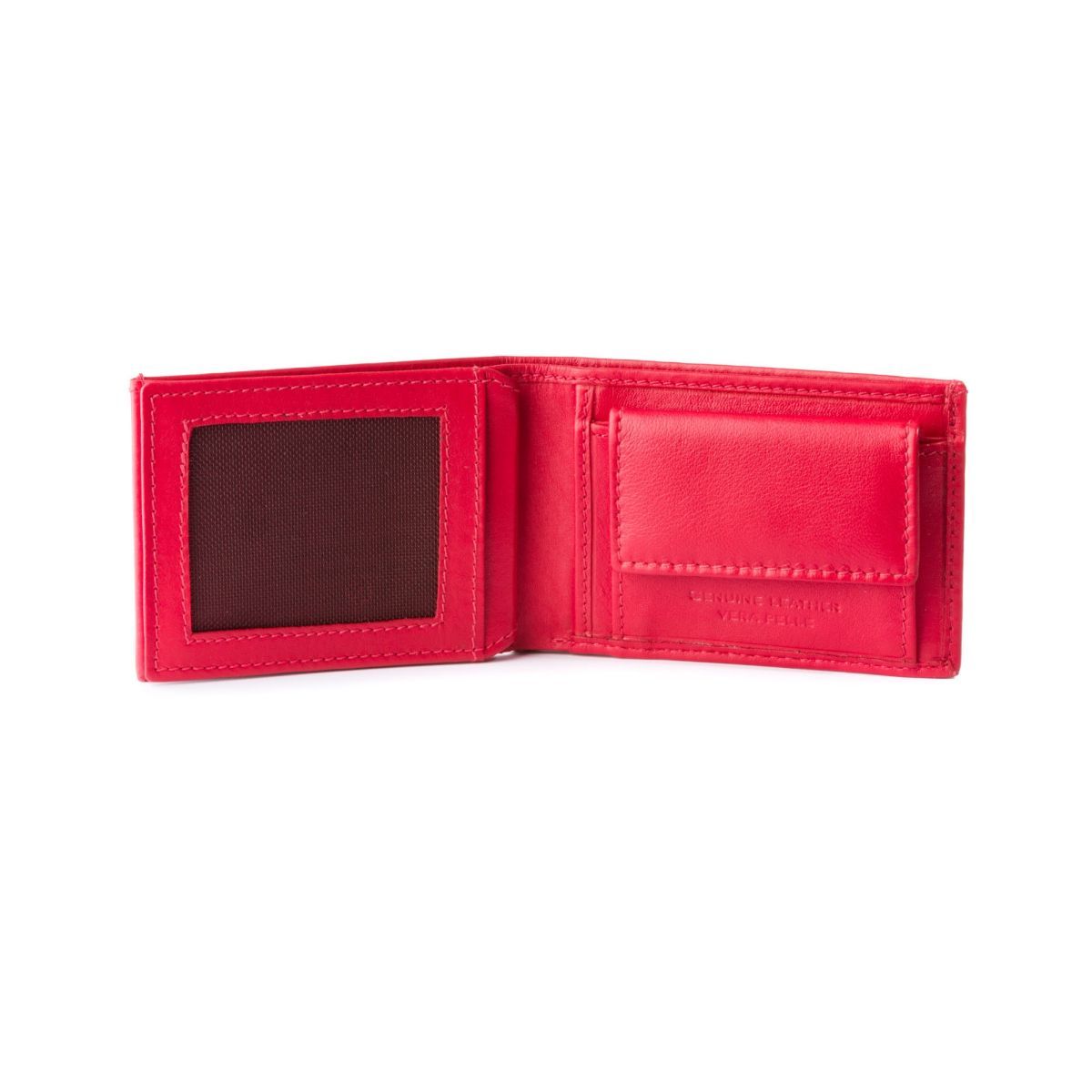 dv Thin Leather wallet with coin purse - Red