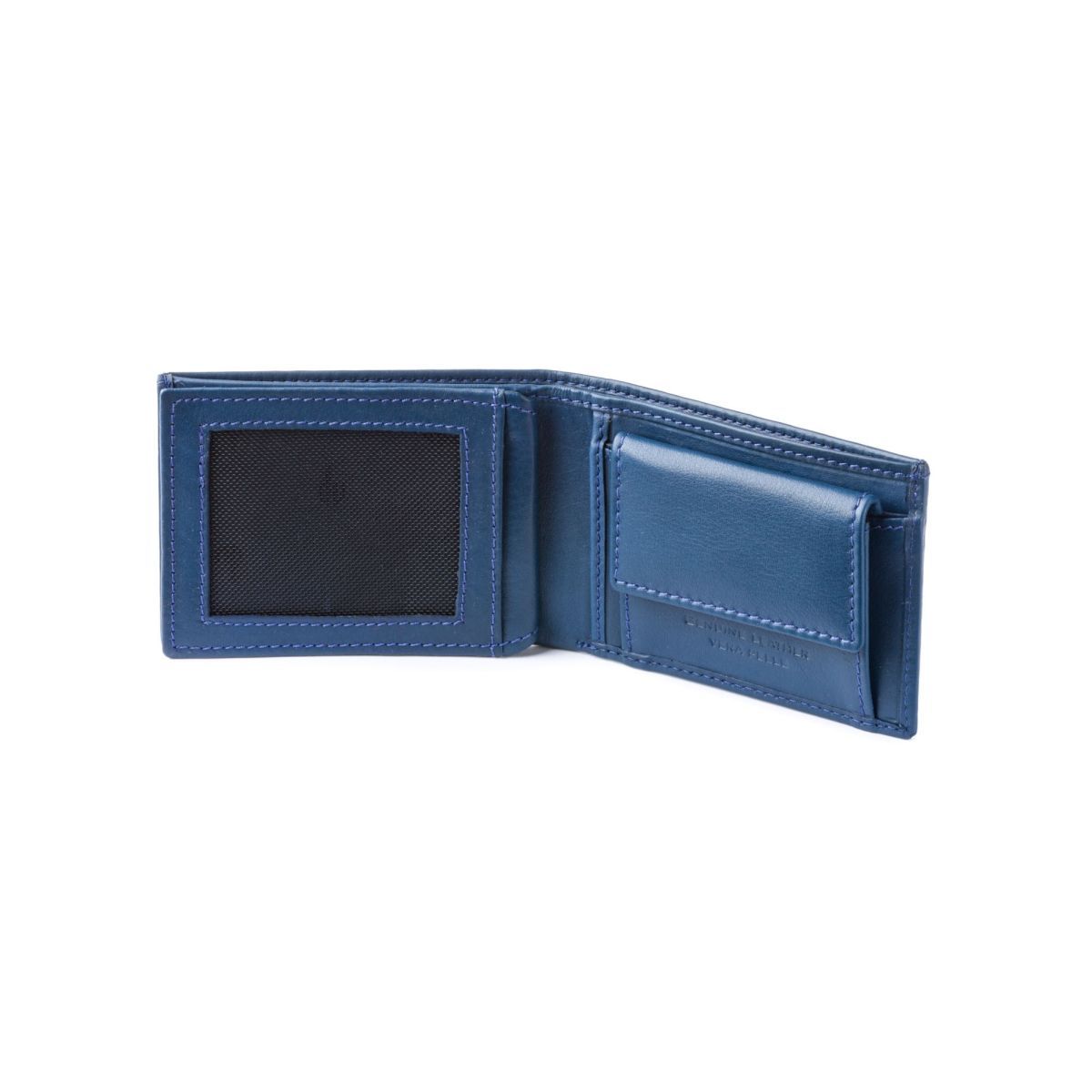 dv Thin Leather wallet with coin purse - Blue