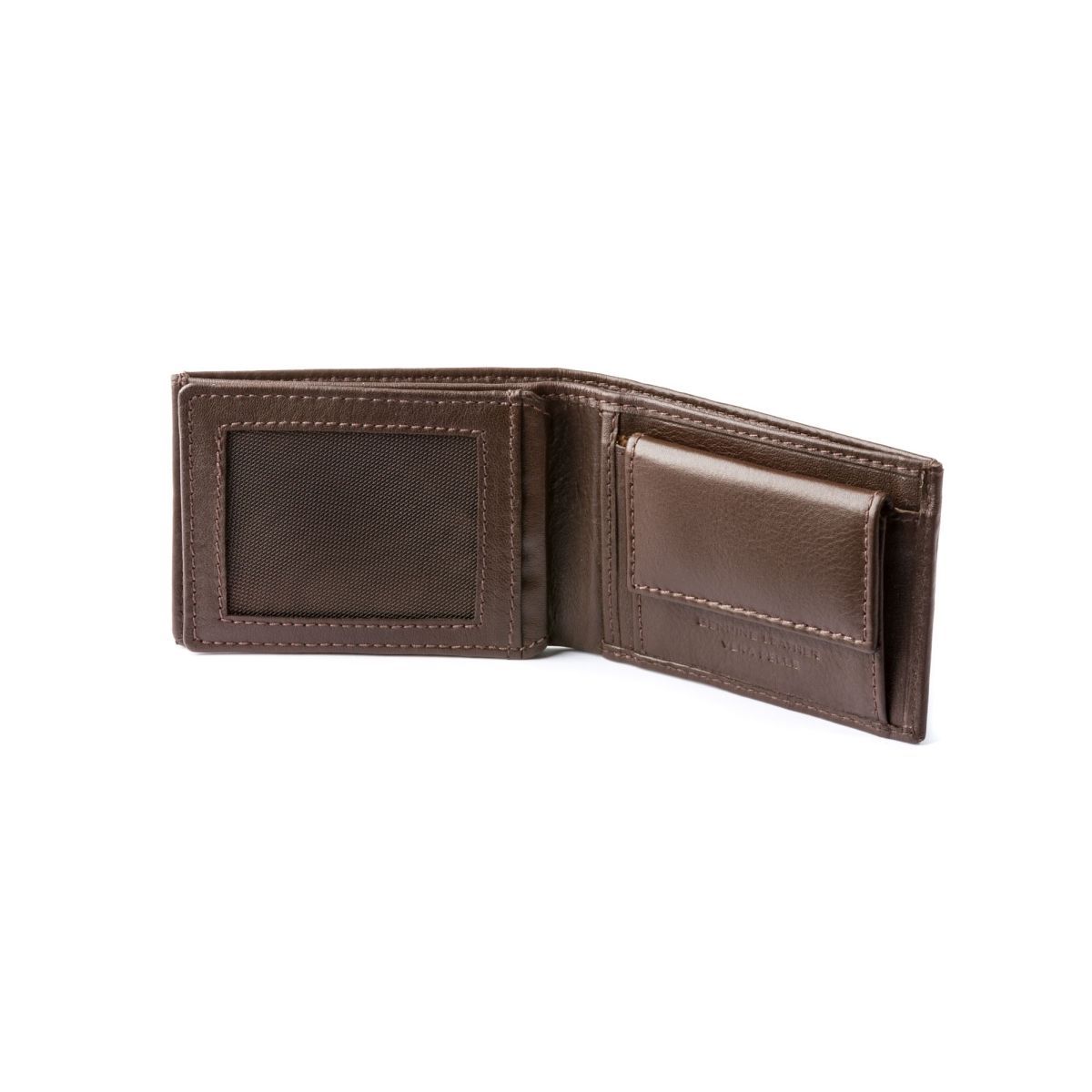 dv Thin Leather wallet with coin purse Dark Brown - Wallets Brands