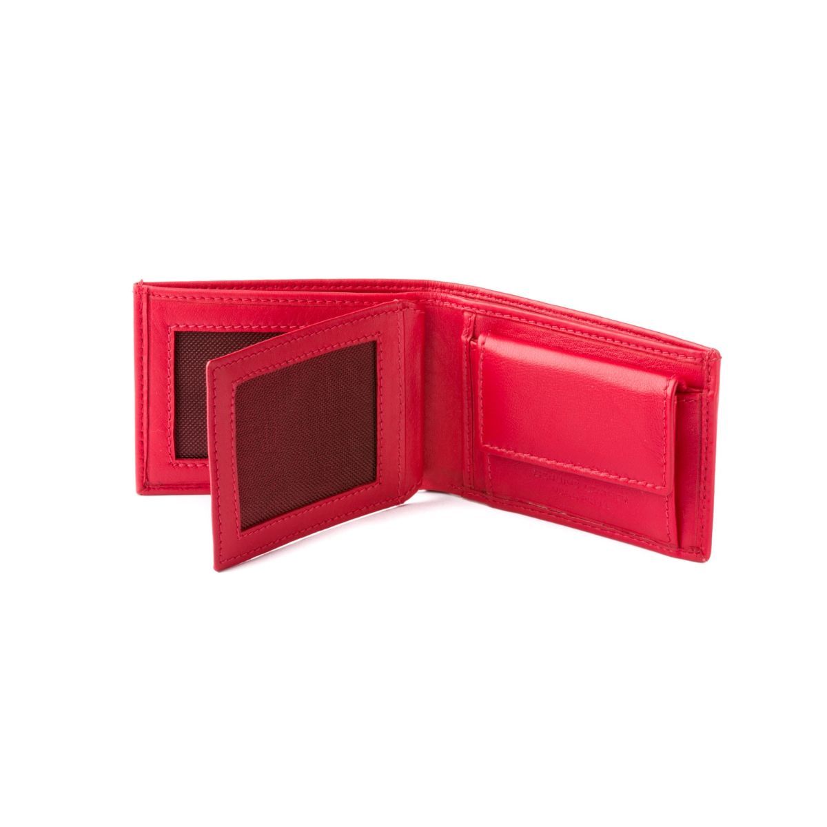 Thin Leather wallet with coin purse - Red