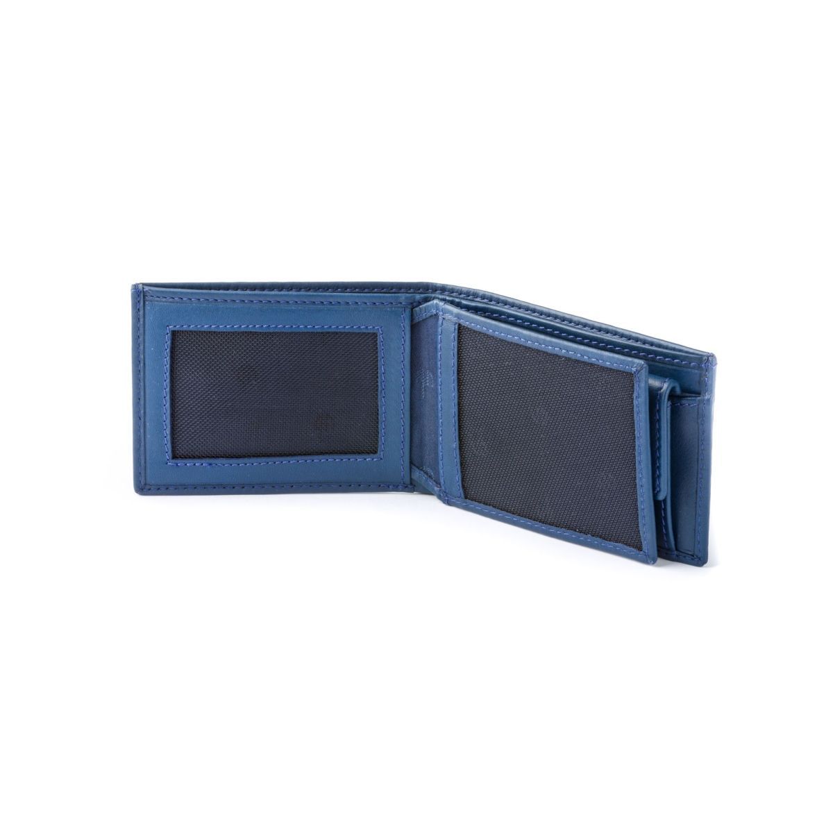 dv Leather wallet with coin purse and inside secret zip compartment - Blue