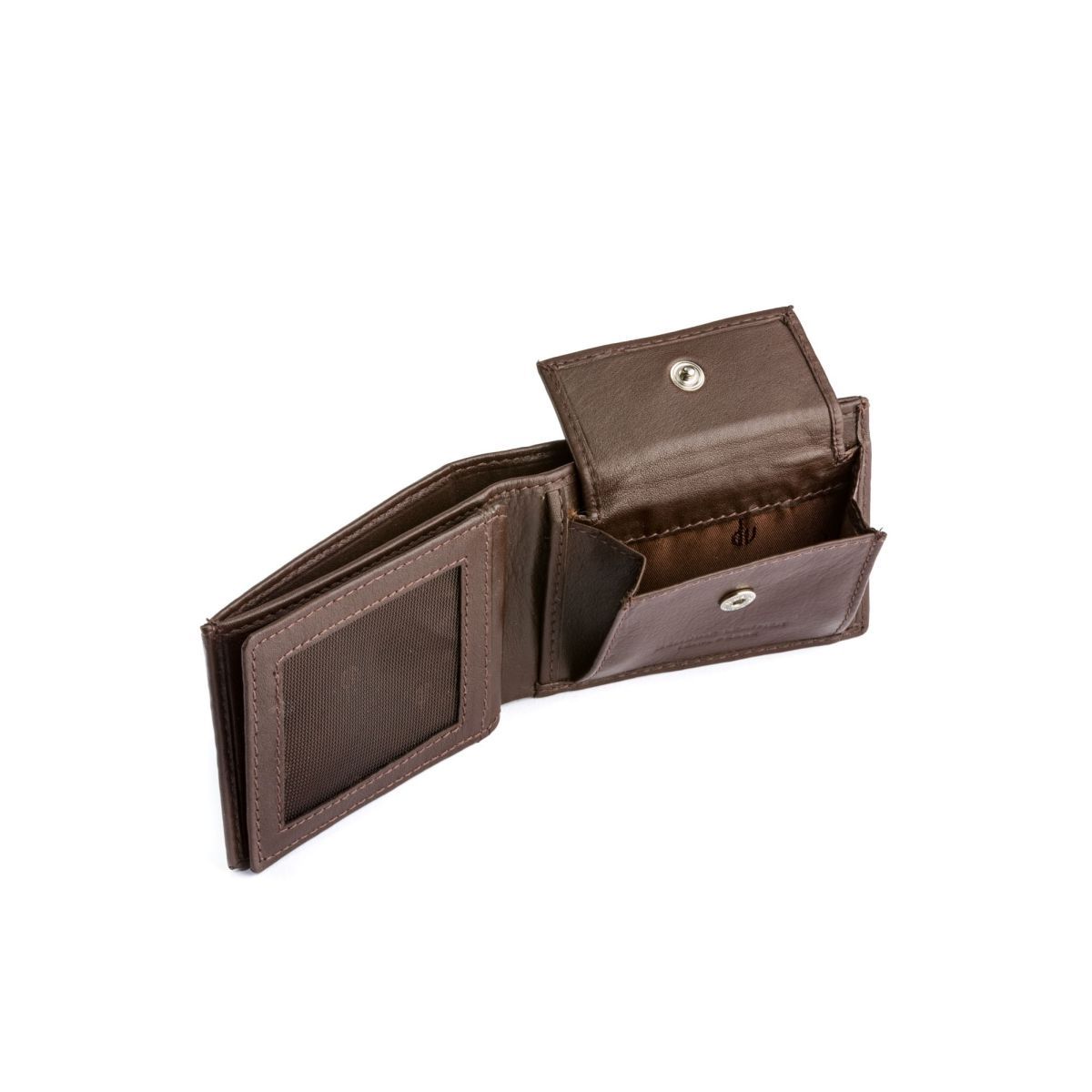 dv Thin Leather wallet with coin purse - Dark Brown