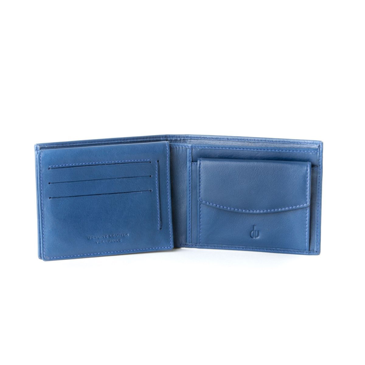 dv Leather classic wallet with coin purse and inside flap - Blue