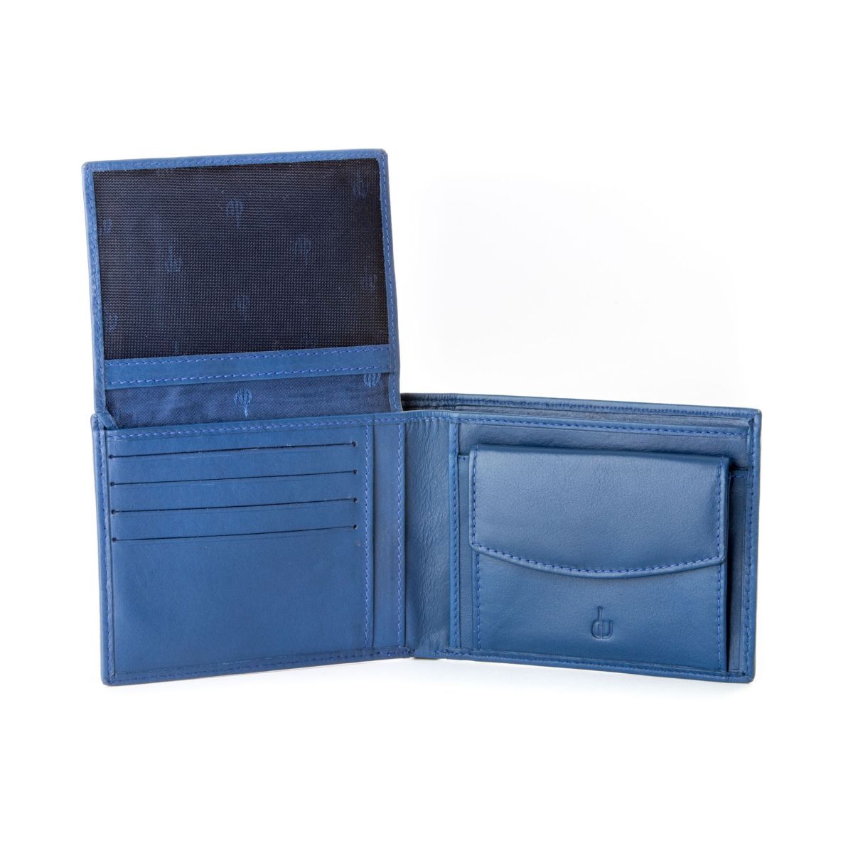 dv Leather classic wallet with coin purse and inside flap - Blue ...