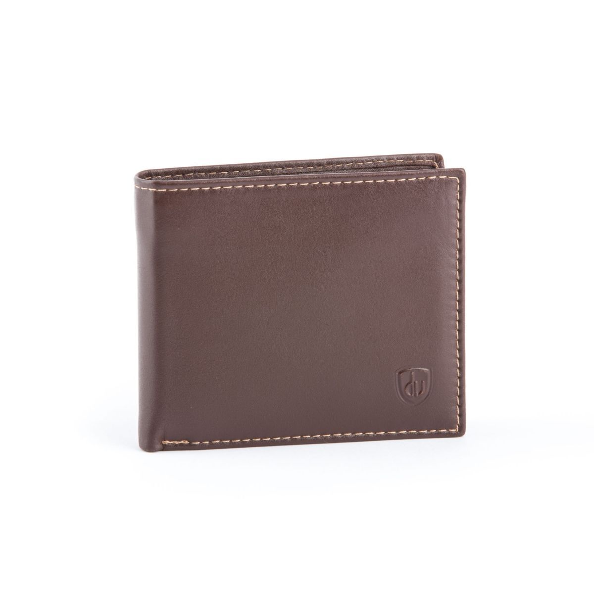 dv Compact Leather Wallet With Coin Pocket - Brown