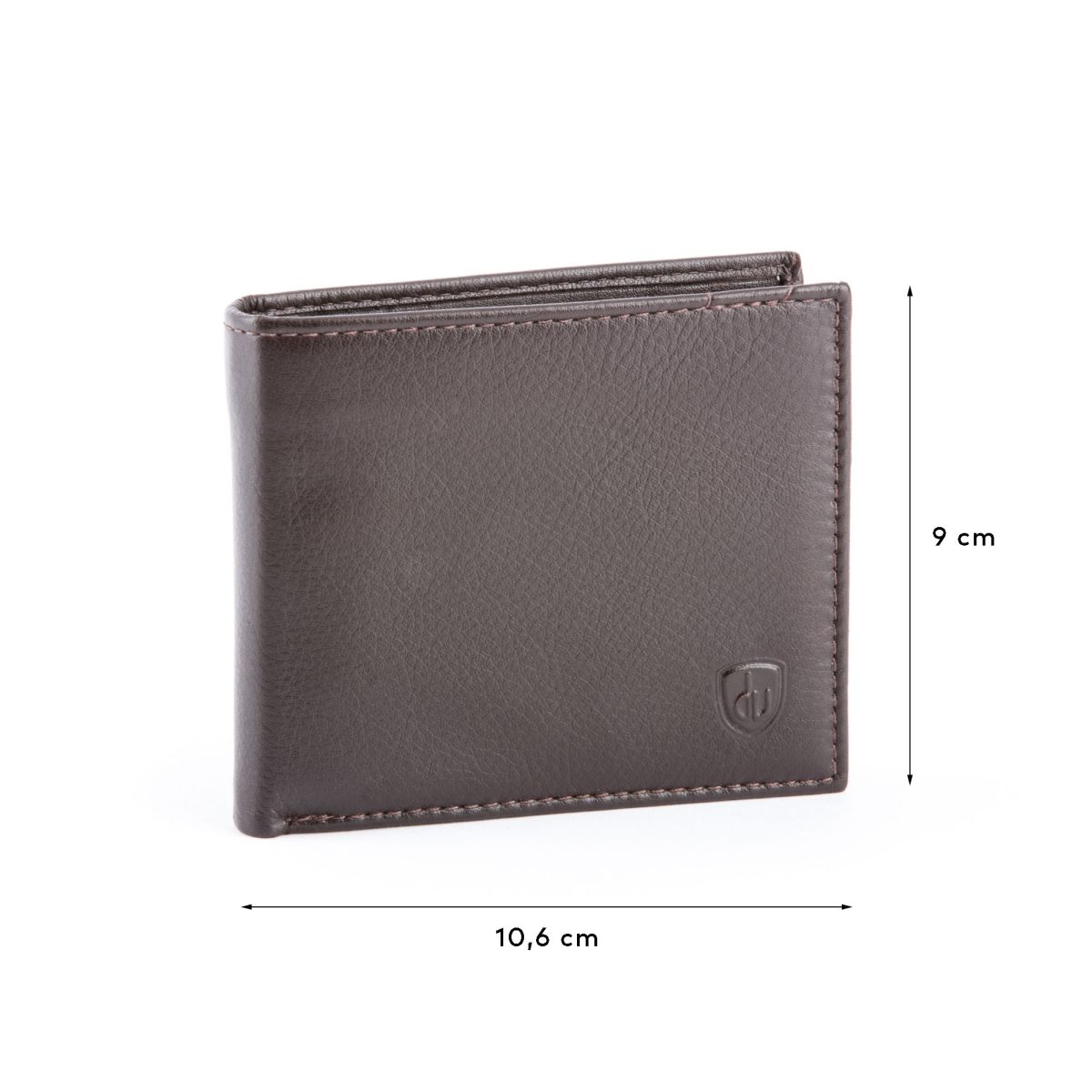 dv Compact Leather Wallet With Coin Pocket - Dark Brown