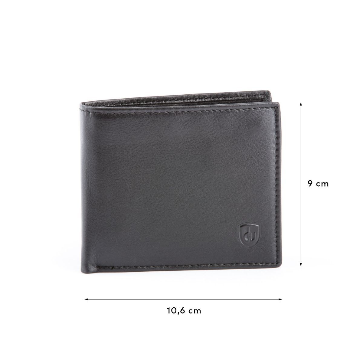 dv Compact Leather Wallet With Coin Pocket - Black