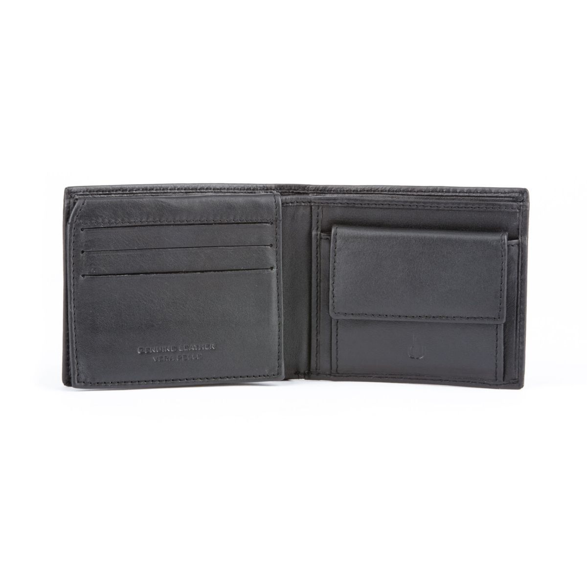 dv Compact Leather Wallet With Coin Pocket - Black