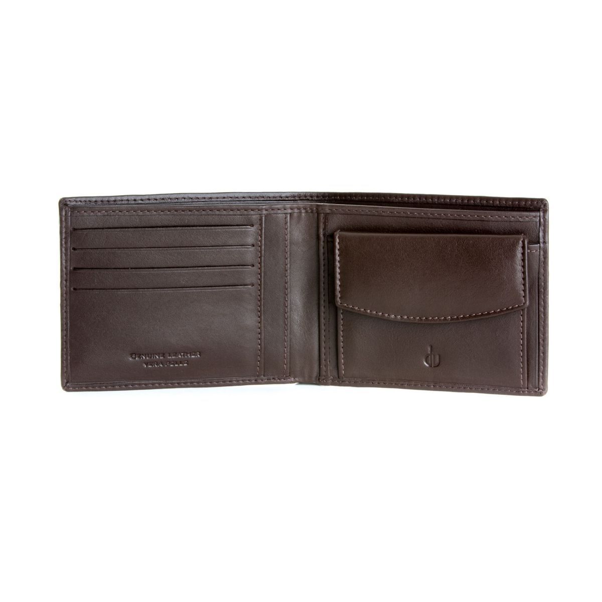 dv Slim Leather wallet with coin purse - Dark Brown