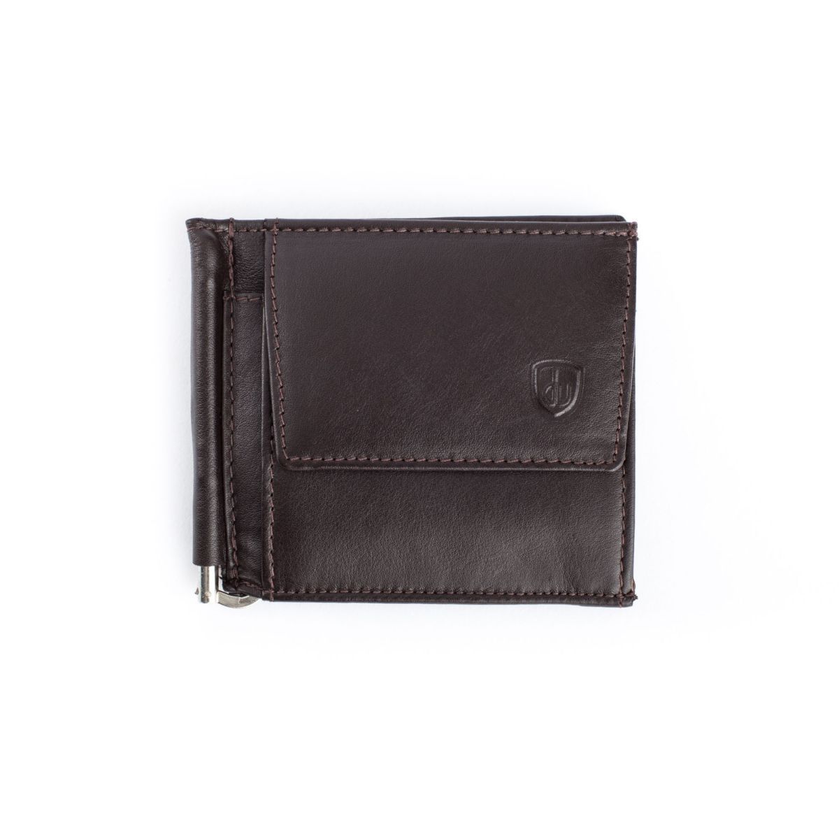 dv Small Leather Wallet With Clips And Coin Pocket - Dark Brown