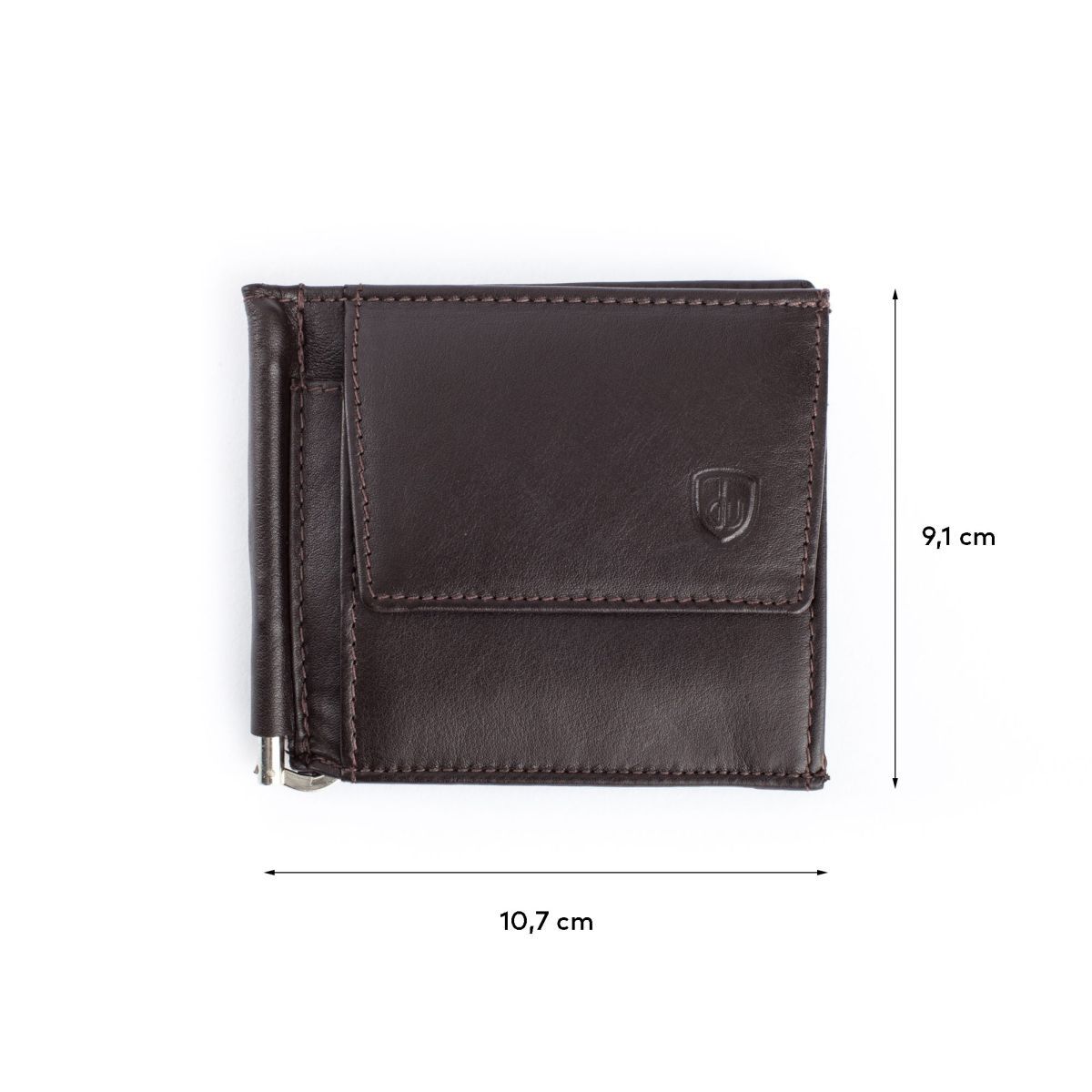 dv Small Leather Wallet With Clips And Coin Pocket - Dark Brown