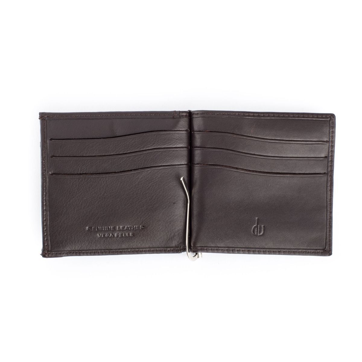 dv Small Leather Wallet With Clips And Coin Pocket - Dark Brown