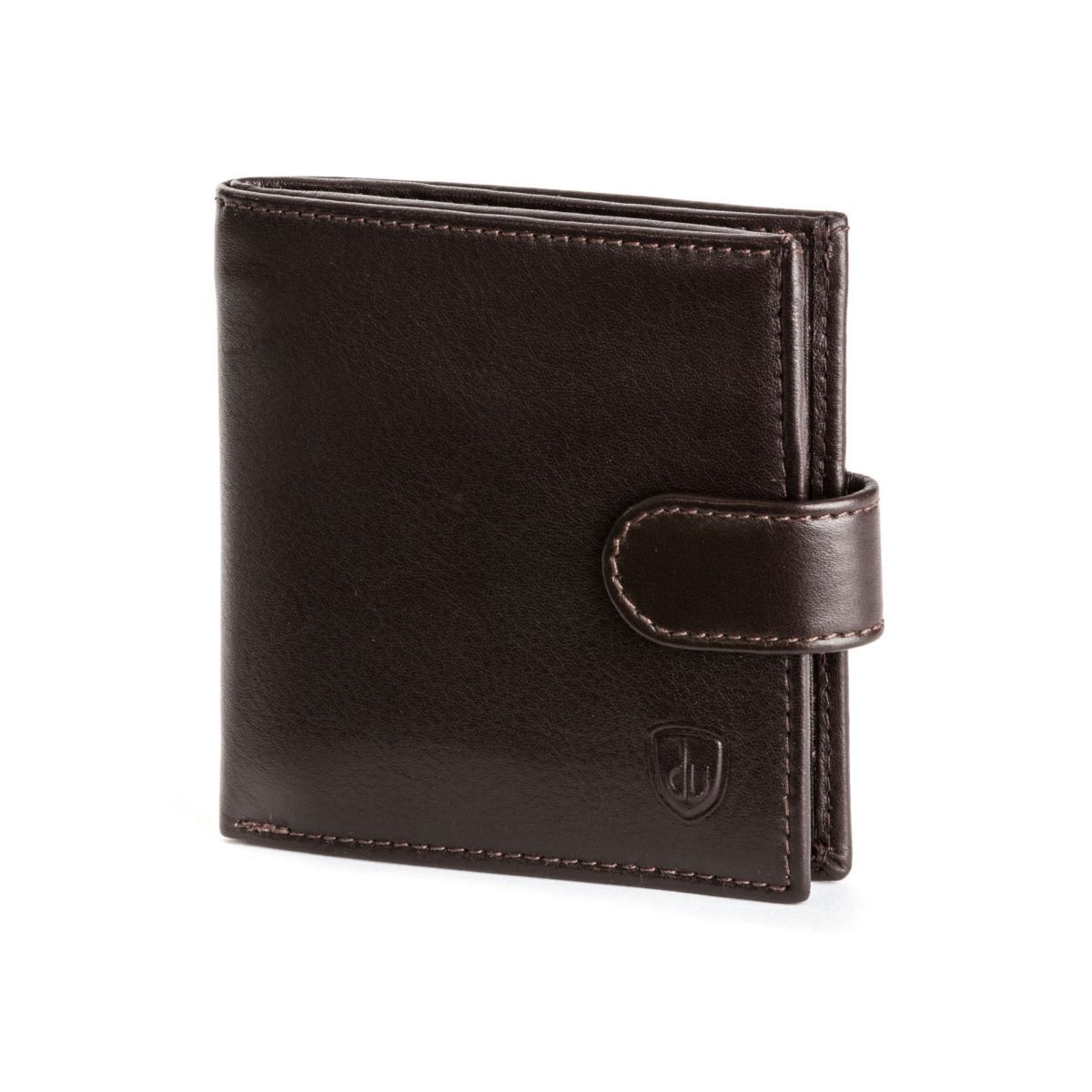 dv Men's Leather Wallet With Snap Closure - Dark Brown