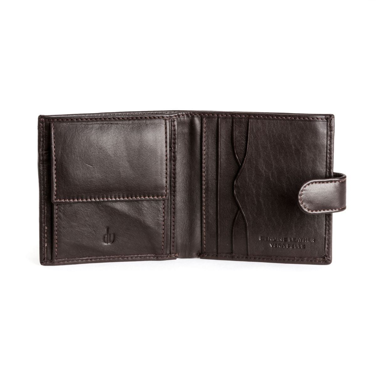dv Men's Leather Wallet With Snap Closure - Dark Brown