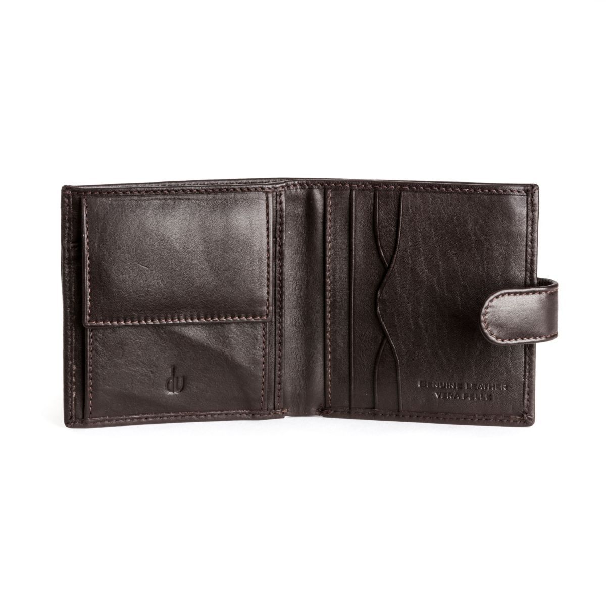 dv Leather wallet with coin purse and inside secret zip compartment - Dark  Brown