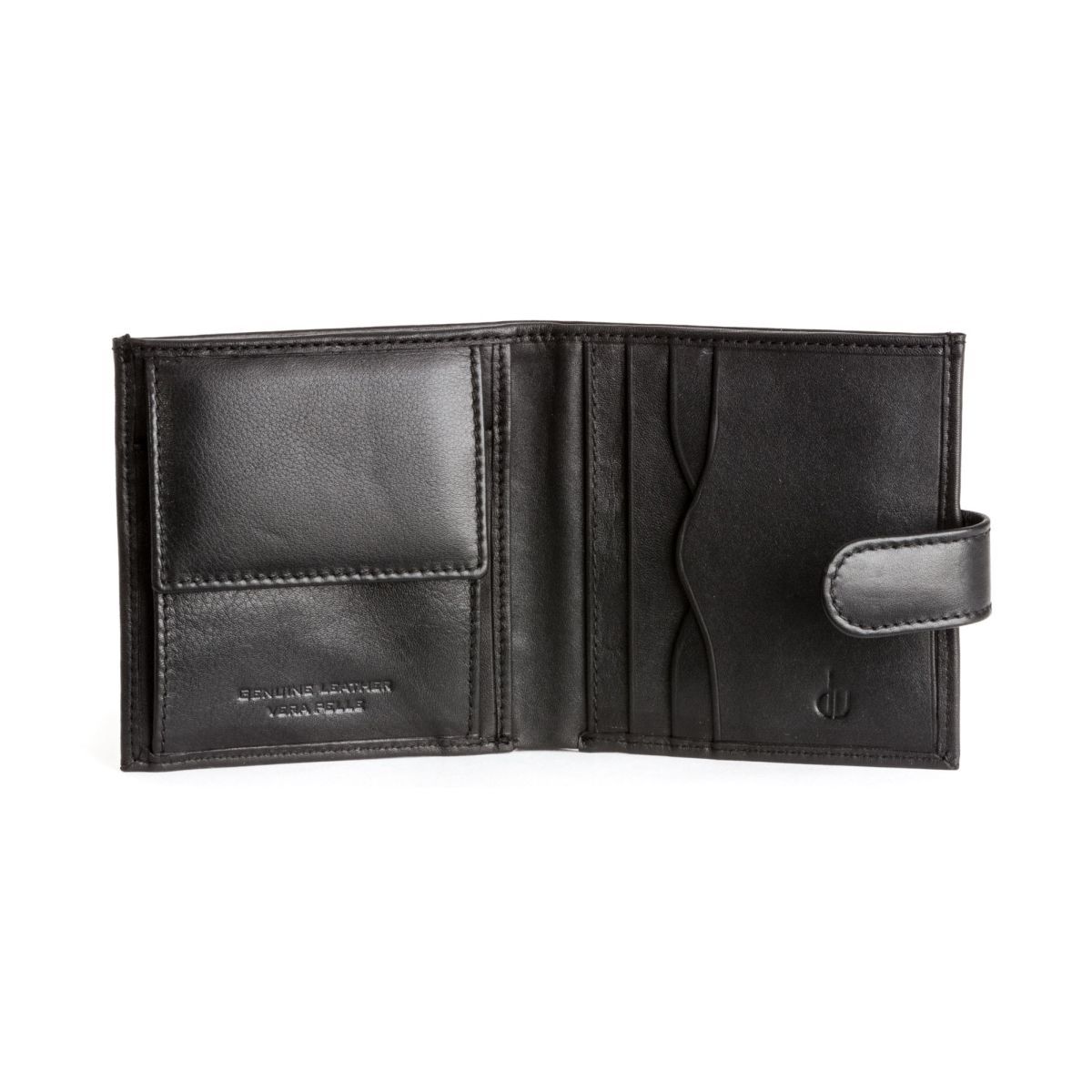 dv Men's Leather Wallet With Snap Closure - Black