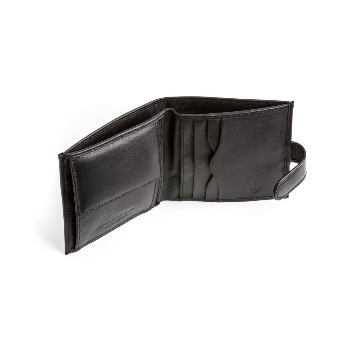 dv Men's Leather Wallet With Snap Closure - Black