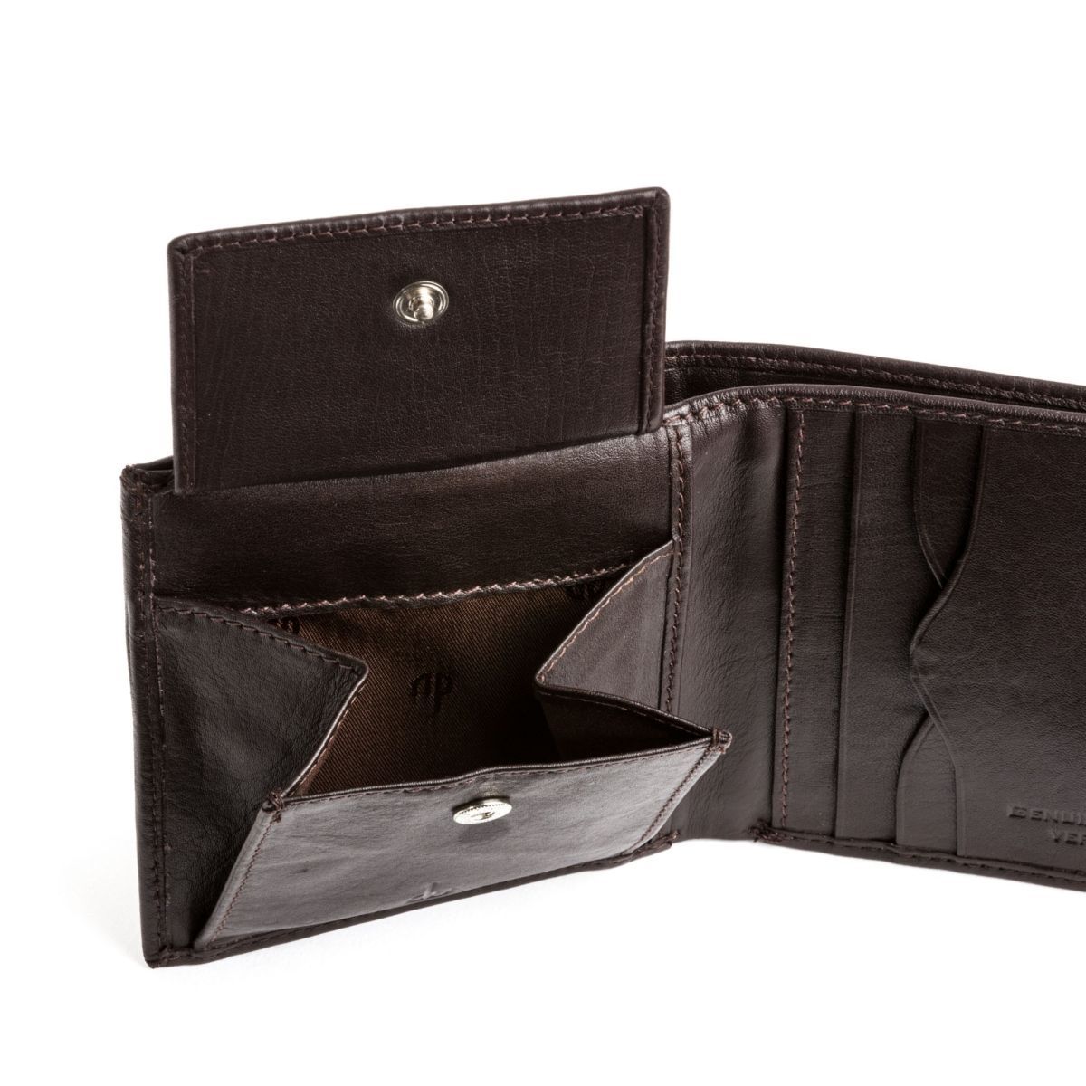 dv Men's Leather Wallet With Snap Closure - Dark Brown