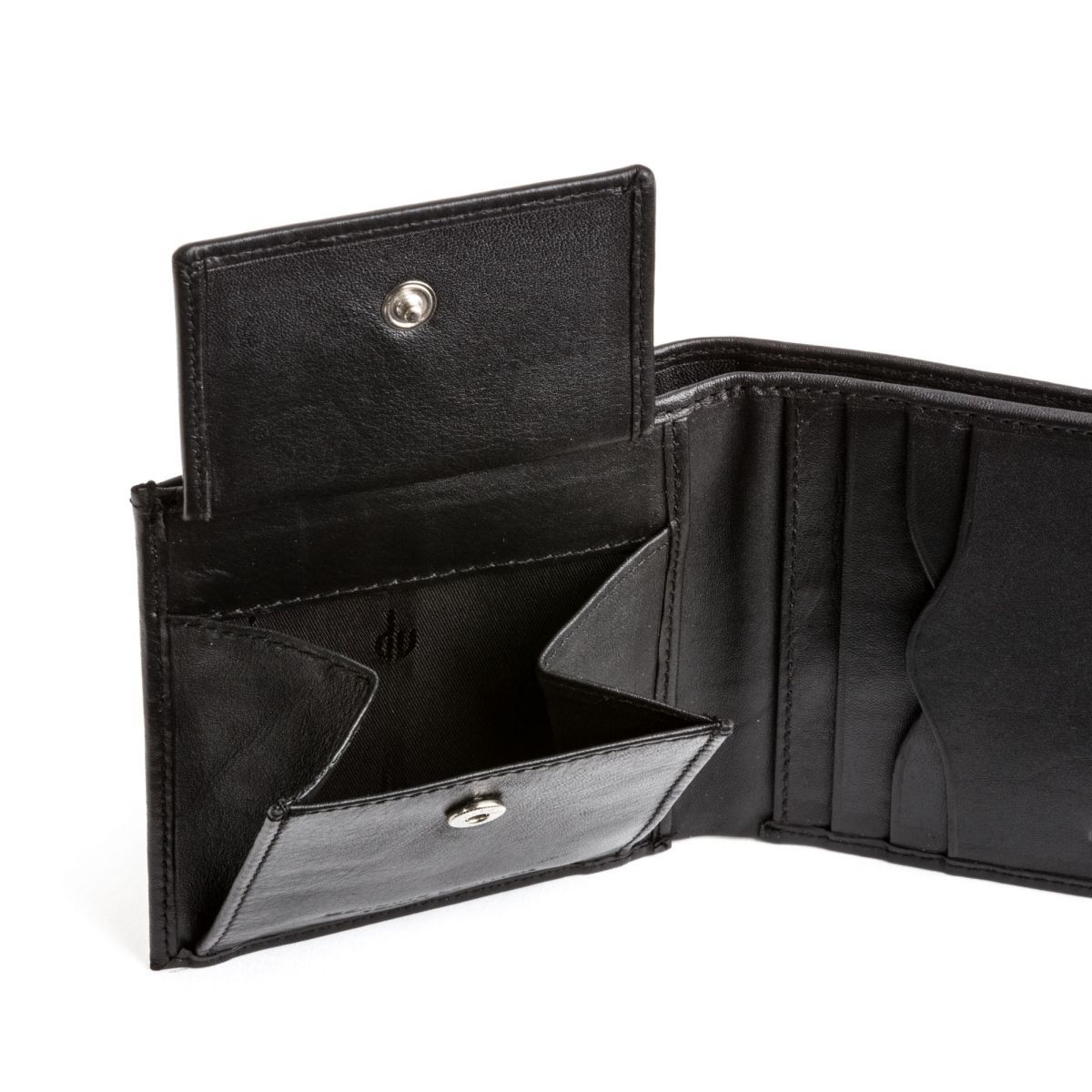 dv Men's Leather Wallet With Snap Closure - Black