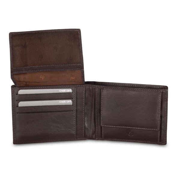 dv Leather wallet with well model coin purse - Dark Brown